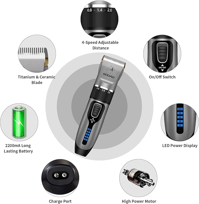 Cat Clippers for Matted Hair, Cat Grooming Kit, Cordless Cat Shaver for Long Hair, Low Noise Paw Trimmer, Cat Hair Trimmer for Grooming,Quiet Pet Hair Clippers Tools for Cats Dogs (Gray)
