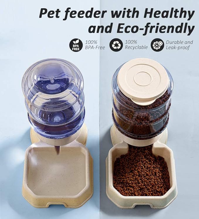 Pet Feeder Food Dispenser Automatic for Dogs Cats, 100% BPA-Free, Gravity Refill, Easily Clean, Self Feeding for Small Large Pets Puppy Kitten Rabbit Bunny