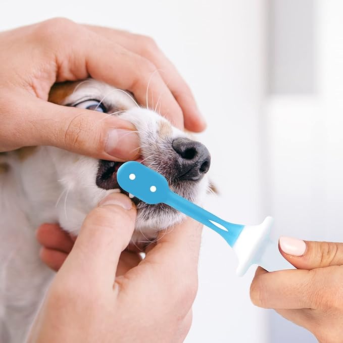 Dog Toothbrush Kit - Pet Toothbrush Pet Finger Toothbrush Use Professionally Set for Dogs/Cats/Puppies/Kittens&Pets for Dental Care (Blue)