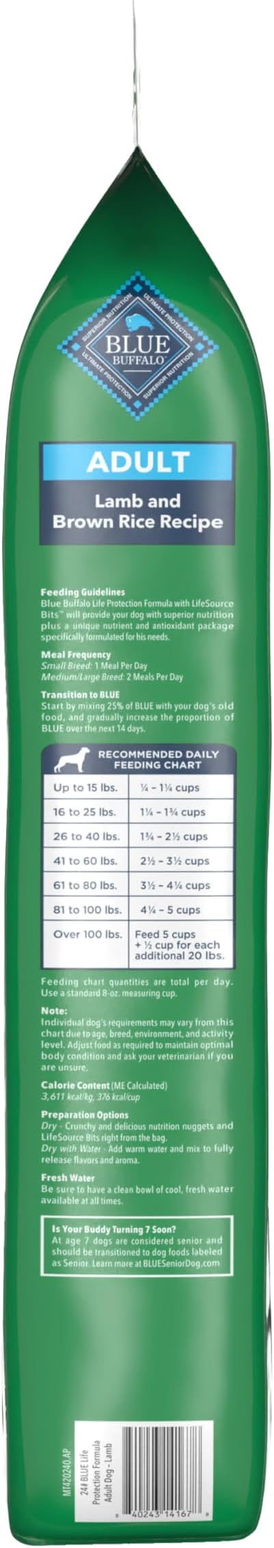BLUE BUFFALO Life Protection Formula Natural Adult Dry Dog Food, Lamb and Brown Rice 24-lb