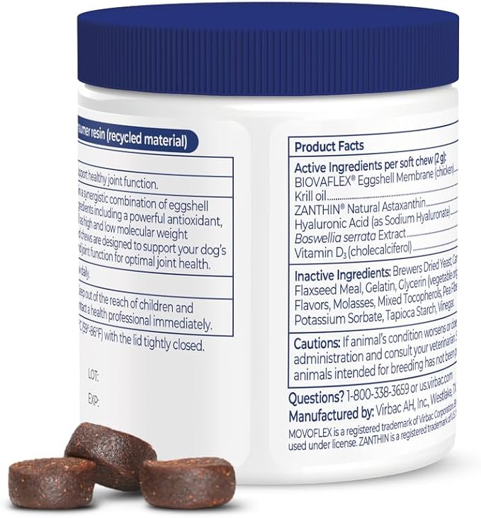 Advanced Joint Support Supplement for Dogs - Hip and Joint Support - Dog Joint Supplement - Hip and Joint Supplement Dogs - 60 Soft Chews for Small Dogs (by Virbac)