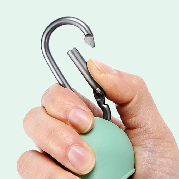 Dog Poop Bag Dispenser with Built-in LED Flashlight and Metal Clip for Leash, Pet Waste Bag Holder, Dog Walking Accessory (Mint Green)