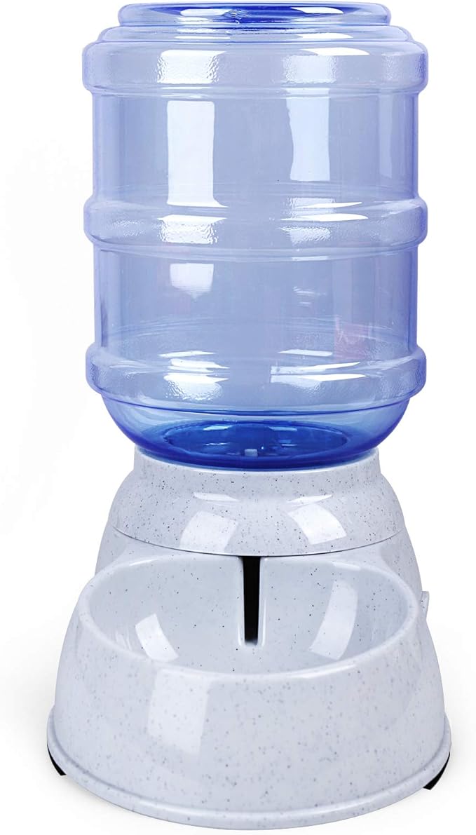 Pet Water Dispenser Station - 1 Gal Replenish Pet Waterer for Dog Cat Animal Automatic Gravity Water Drinking Fountain Bottle Bowl Dish Stand