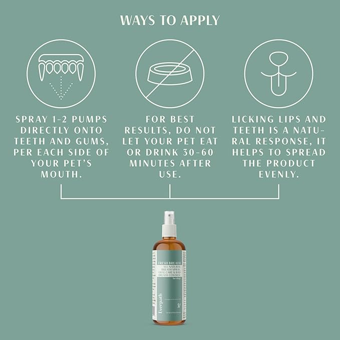 Everpath 2024 Upgraded Pet Fresh Breath Spray - 8 Fluid Ounces/236mls | Made in The USA | Enhances Dental and Gum Wellness | Supports Oral Care and Control Bad Breath | Natural Solution for Pets