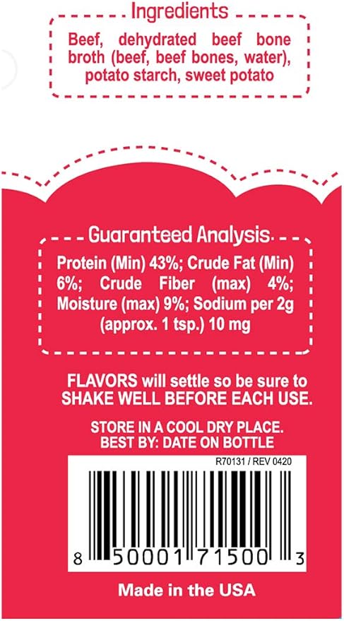 Flavors Food Topper for Dogs - Red Meat Recipe with Beef Bone Broth - Natural, Grain Free - Kibble Seasoning & Hydrating Treat Mix for Picky Dog/Puppy, 6.0oz