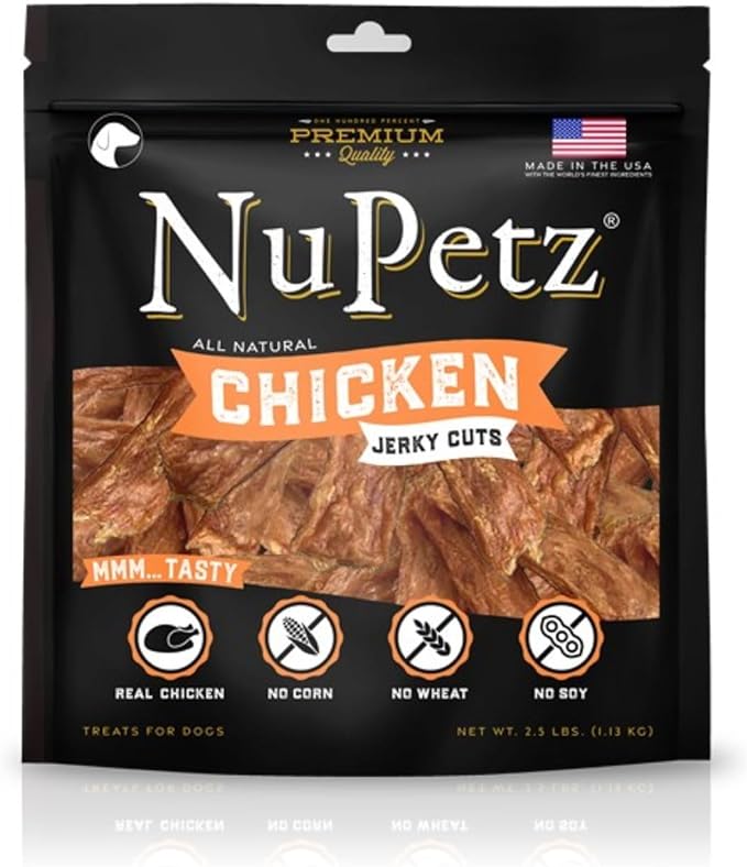 Natural Real Chicken Jerky Cuts - 2.5 lbs - Premium Dog Treats, Real Chicken, No Corn- Wheat-Soy, Training & Reward, Made in The USA
