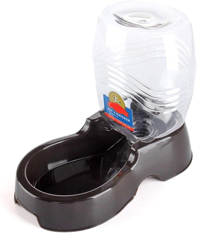 Flexzion Automatic Pet Water Dispenser - Self-Filling Cat & Dog Gravity Water Bowl, 3/8 Gallon (1.5L) Black Auto Cat Water Dispenser, Non-Skid & Easy-Clean Dog Water Feeder