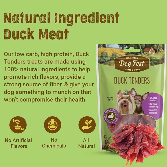 Duck TENDERS (Pack of 4) - Duck Jerky Dog Treats - Made with Human-Grade, Real Duck & Ingredients - High Protein Duck Treats for Dogs - No Artificial Flavors & Preservatives (Duck Tenders)