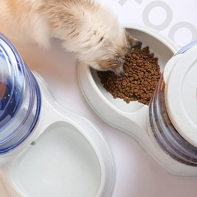 Automatic Pet Feeder and Water Dispenser Gravity Feeder and Waterer Set, 3 Gallon/11L Water Large Capacity,12 Pound Food Capacity