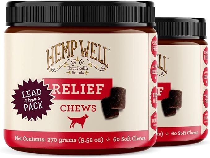 Hemp Well Hemp Relief Dog Soft Chews – Supports Joint Health in Dogs and Relieves Pain and Inflammation from Everyday Activities, Organically Sourced (2 Pack)