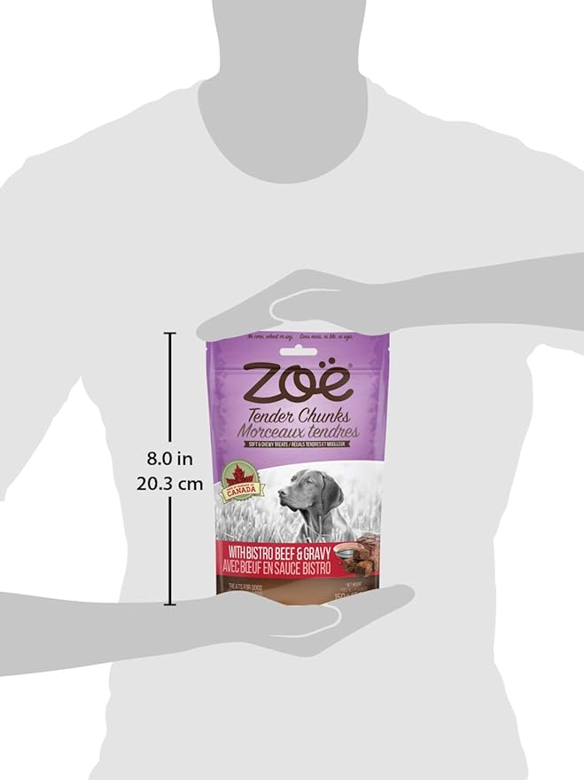 Zoe Zoë Tender Chunks for Dogs, All Natural Dog Treats, Grain-Free, Beef and Gravy Recipe, 5.3 oz., 92041