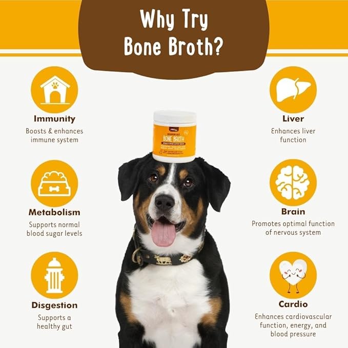 iHeartDogs Bone Broth for Dogs - Bone Broth & Mushroom Gold Powder Supplement for Immune System Support, Improved Mobility & Flexibility and Natural Detox - Turkey Tail Mushroom for Dogs