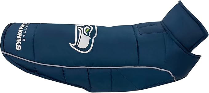 NFL New Seattle Seahawks Puffer Vest for Dogs & Cats, Size Small. Warm, Cozy, and Waterproof Dog Coat, for Small and Large Dogs/Cats. Best NFL Licensed PET Warming Sports Jacket