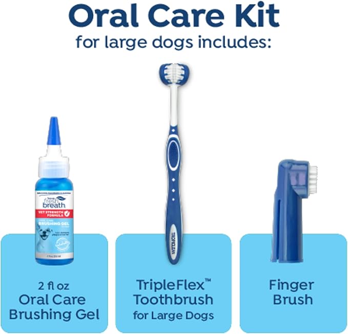 Fresh Breath Certified Wellness Collection Vet Strength Oral Care Kit for Large Dogs - Removes Plaque & Tartar - Freshens Bad Dog Breath - Teeth Cleaning Kit