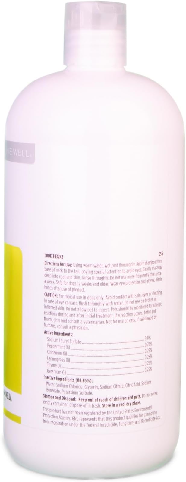 GNC Advanced Shampoo for Dogs, 32 oz | Natural Dog Shampoo Helps Maintain a Healthy Coat | pH Balanced Formula with Citronella Scent