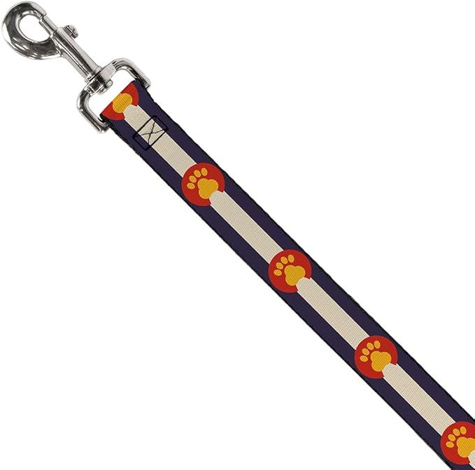 Dog Leash Colorado Flag Paw Print 6 Feet Long 1.0 Inch Wide