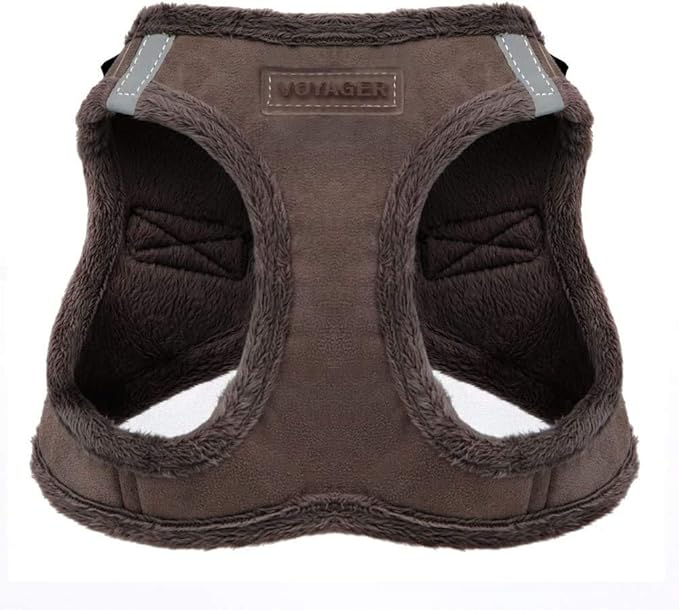 Voyager Step-In Plush Dog Harness – Soft Plush, Step In Vest Harness for Small and Medium Dogs by Best Pet Supplies - Harness (Chocolate Suede), XL (Chest: 20.5 - 23")