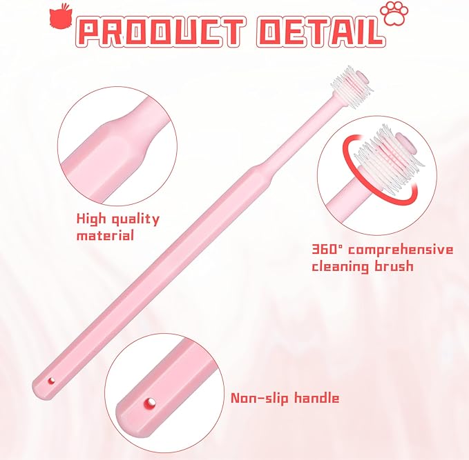 2 Pack Small Dog Toothbrush,360 Degree Silicone Cat Toothbrush Pet Dental Care Dog Oral Hygiene Deep Clean Pet Teeth Cleaning Kit Soft Bristles Friendly to Gums, Easy to Handle, Fresh Breath - Medium