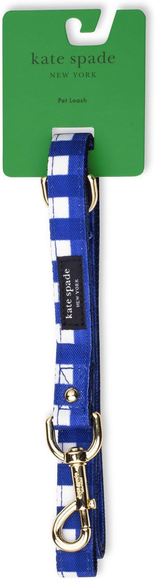 Kate Spade New York 4.5ft Dog Leash, Heavy Duty Leash for Female or Male Dogs, Cute Pet Leash with Gold Metal Hardware, Long Dog Lead for Small and Medium Breeds (Navy Gingham)