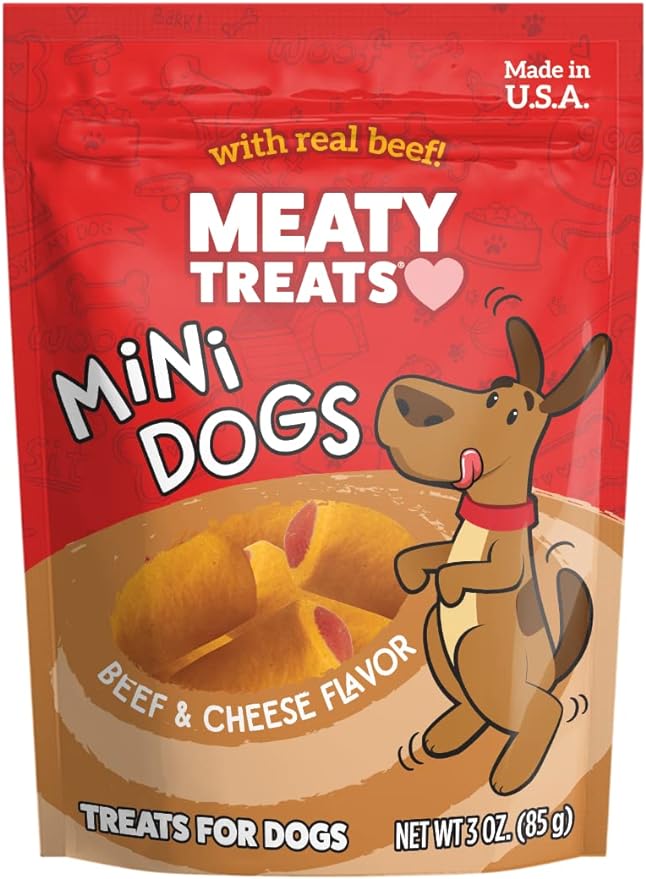 Mini Dogs Beef & Cheese Flavor Soft & Chewy Dog Treats, 3-oz. (Pack of 8)