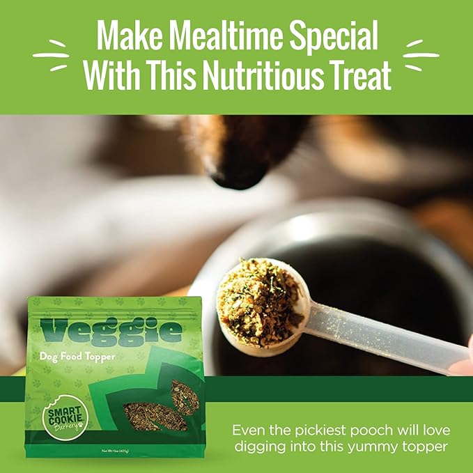 Natural Dog Food Topper - Veggie - Dog Meal Mixer for All Ages - Vegan Dog Food Topper for Picky Eaters & for Boosting Nutrition - Non GMO, Made in The USA - 15 oz Bag (30 Day Supply)