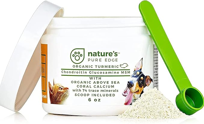 POWERFUL PET HIP & JOINT - with ORGANIC TURMERIC - Natural Ingredients - Triple Strength - Chondroitin - Glucosamine - MSM - Organic Sea Coral Calcium. Extra Large 170 Grams.