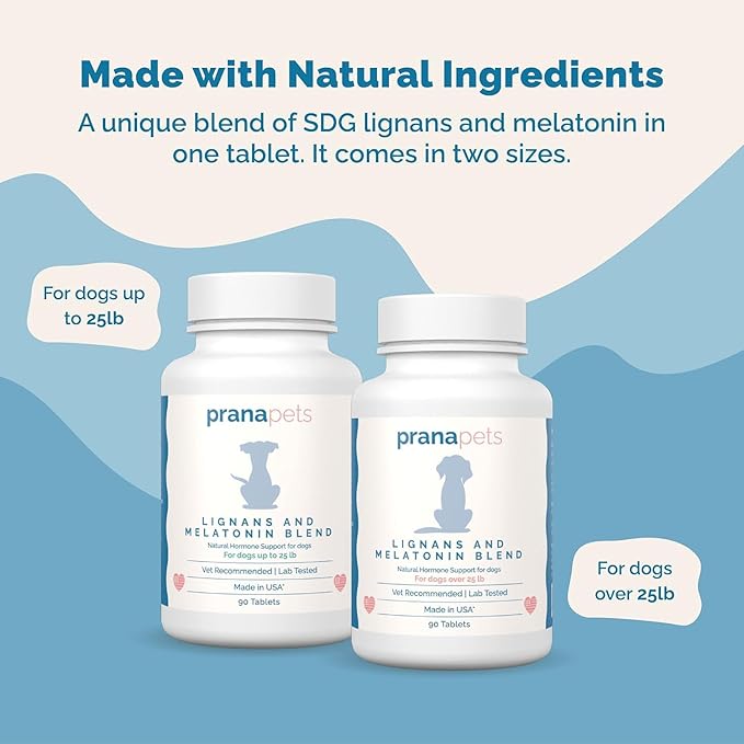 Lignans & Melatonin for Dogs Naturally Aids in Relieving Symptoms of Cushingโs in Dogs over 25 lb | Healthy Adrenal Balance | by Prana Pets | 2-Pack