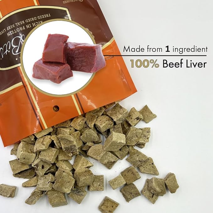 Freeze Dried Premium Training Treats for Dogs - Low Calorie - All Natural - Pure Beef Liver - No Additives or Preservatives - Made in The USA - 16-oz