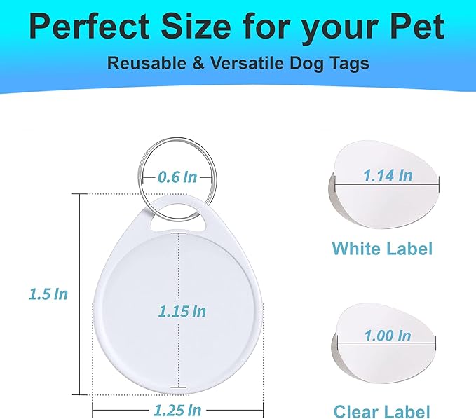 Dog Camping Gear (10pk) Blank Dog ID Tags, Emergency Double Sided Dog Tags with Key Ring, Prevent Lost Dogs During Travel or RV Camping, Camping Dog Accessories, Water-Resistant Pet Tag
