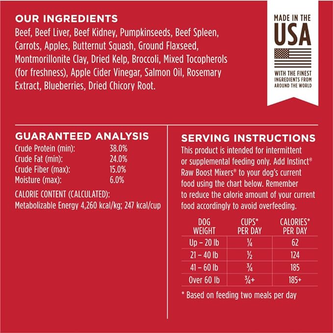 Instinct Raw Boost Mixers Freeze Dried Raw Dog Food Topper, Grain Free 14 Ounce (Pack of 1)