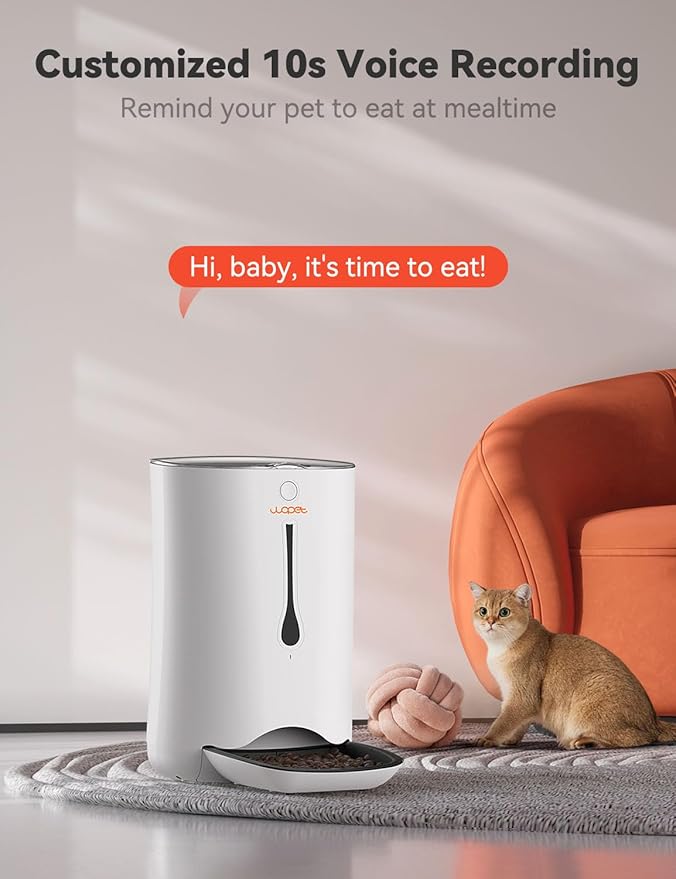 WOPET 7L Automatic Dog Feeder, Automatic Pet Feeder for Cats and Dogs, Cat Food Dispenser with Protion Control, Programmable Timer for up to 5 Meals Per Day