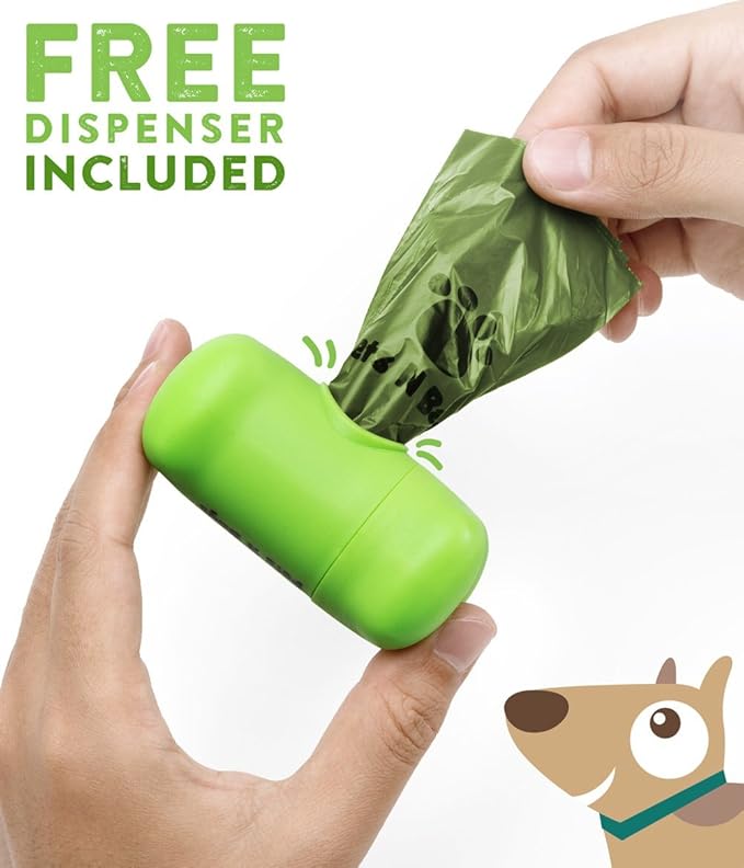 Dog Waste Poop Bags, Dog Bags for Poop , Refill Rolls (60 Rolls / 900 Count, Unscented), Includes Dispenser