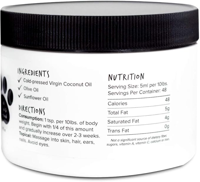 Coconut Paws, Organic Dog Essentials, with Coconut Oil, Olive Oil and Sunflower Oil, for Dog’s Skin, Hair, Ears, Teeth, and Nails, Dog Paw Balm and Nose Balm, 8 fl oz