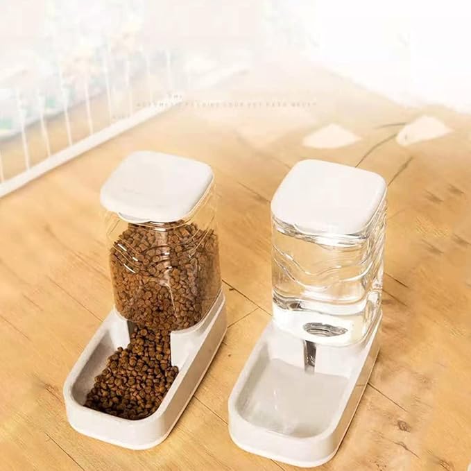 Automatic Dog Cat Gravity Water Bowl Dispenser Cat Water Fountain Large Capacity 3.8L,1 Gallon Large Capacity for Small Medium Pets (Grey Waterer)