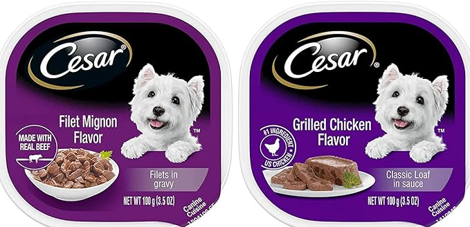 Cesar Classic Loaf Wet Dog Food Bundle with 08 Flavors(1 Unit Each Flavor). 3.5 Ounce (Pack of 8)