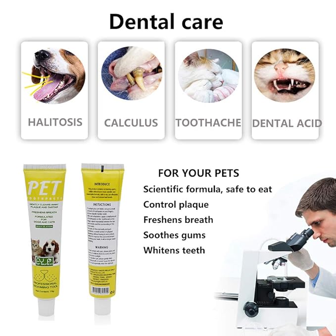 2 Pack Pet Toothbrush and Toothpaste for Dogs & Cats, Best Soft Silicone Pet Finger Toothbrush for Small Dogs Puppy Doggy, Dog Toothpaste Beef Flavor