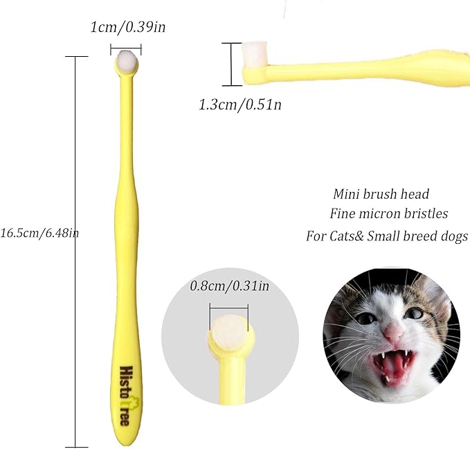 JGocot Dog Toothbrush, Cat Toothbrush|Mini Head|Micro Nano Bristle|Ultra Soft Pet Toothbrush for Sensitive Gum, Dog Dental Care Kit for Cats&Small Breed Dogs-Yellow