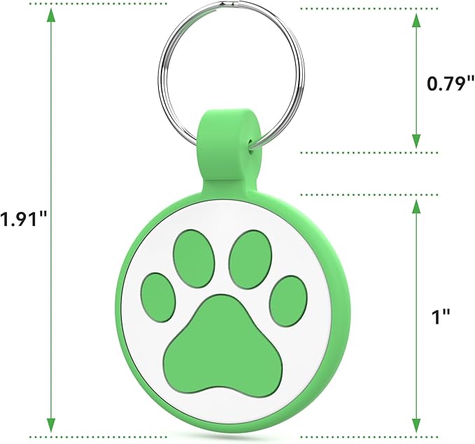 QR Code Cat Tag, Modifiable Pet Online Profile Page, Multiple Emergency Contact, Silent Silicone Cat Tag, Lightweight, No Jinging, Collar Accessories, QR Cat ID Tag (Small Breeds - 1", Green)