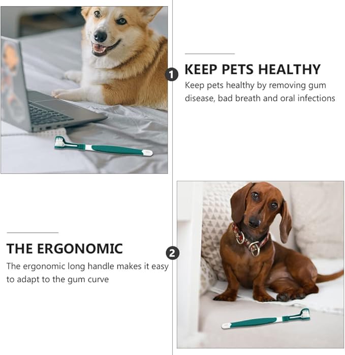 Mipcase 6pcs Dog Toothbrush, Triple Head Cat Toothbrush Cleaning Pet Dental Care Gentle dog tooth brushing kit for Dog Cat Teeth Cleaning