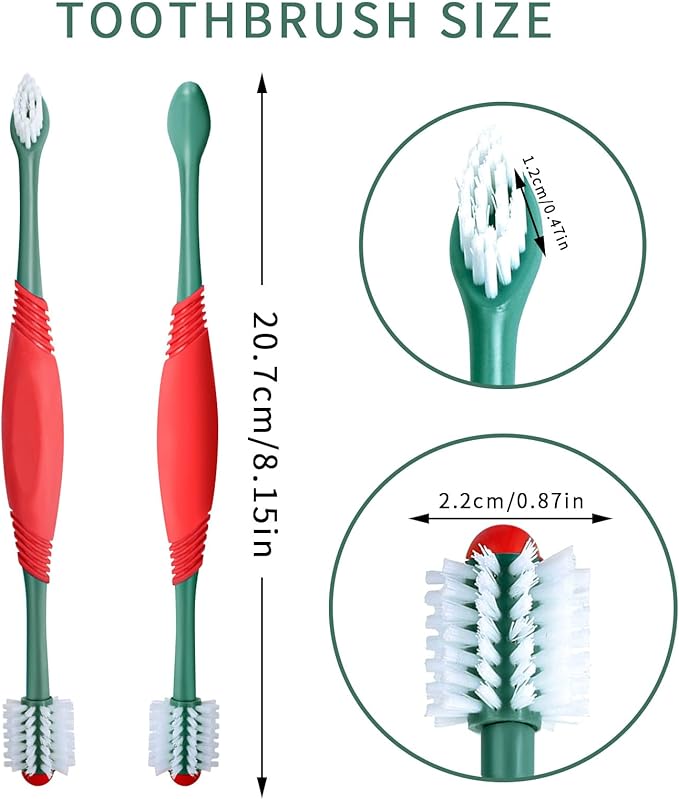 2PCS Dog Toothbrush 360 Degree Dog Tooth Brush, Dual Head Dog Tooth Brushing Kit Non Slip Toothbrush for Dogs and Cat Teeth Clean Pet Toothbrush Dental Care