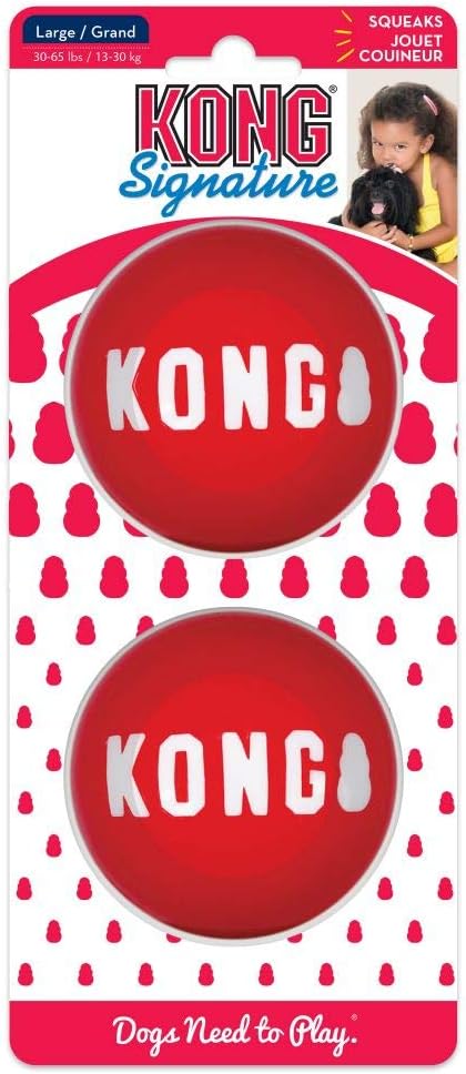 KONG Floppy Knots Fox and 2 Signature Balls - Sturdy & Fun Dog Toys - Strong Dog Toy Balls for Fetch & Soft Toy with Internal Squeaker - for Large Dogs