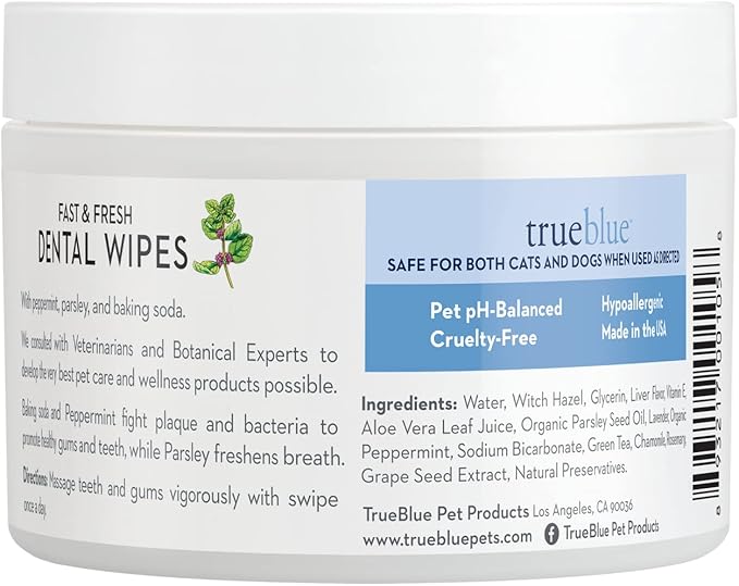 Dog Dental Wipes, 0.01 Oz, Parsley & Peppermint Pre-Moistened Teeth Cleaning Pads For Fresh Breath, Plaque & Tartar Removal, With Teeth Cleaning Pet Chew , Pet Dental Wipes (Pack Of 3)