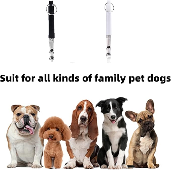 2 Pack Dog Whistle | Dog Training Whistles | Adjustable Ultrasonic Silent Dog Whistle | Training Behaviour Aids Accessories for Dog(Black+White)