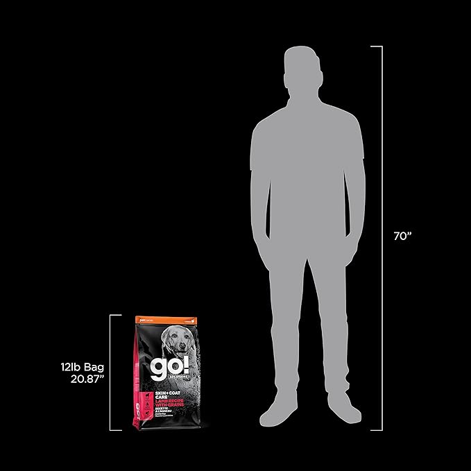 GO! SOLUTIONS Skin + Coat Care - Dry Dog Food, 12 lb - Lamb Recipe with Grains for All Life Stages - Complete + Balanced Nutrition for Dogs