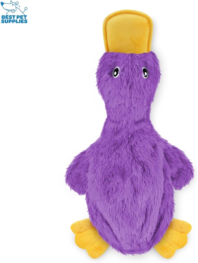 Best Pet Supplies Crinkle Dog Toy for Small, Medium, and Large Breeds, Cute No Stuffing Duck with Soft Squeaker, Fun for Indoor Puppies and Senior Pups, Plush No Mess Chew and Play - Light Purple
