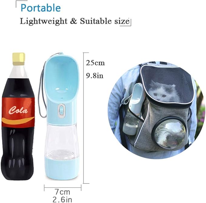 Dog Water Bottle for Walking, Multifunctional and Portable Dog Travel Water Dispenser with Food Container,Detachable Design Combo Cup for Drinking and Eating,Suitable for Cats and Puppy