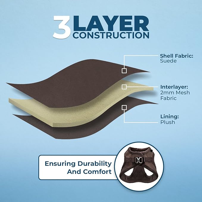Voyager Step-In Plush Dog Harness – Soft Plush, Step In Vest Harness for Small and Medium Dogs by Best Pet Supplies - Harness (Chocolate Suede), XS (Chest: 13 - 14.5")
