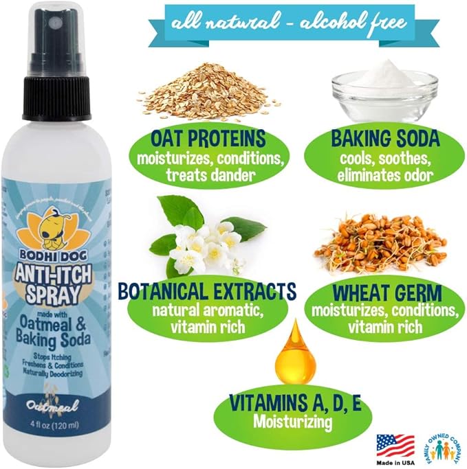 Bodhi Dog Anti Itch Spray | Soothing Relief for Dry, Itchy, Bitten or Allergy Damaged Skin Treatment | Anti Itch Spray for Dogs & Cats | Made in United States of America (Oatmeal, 4 oz)