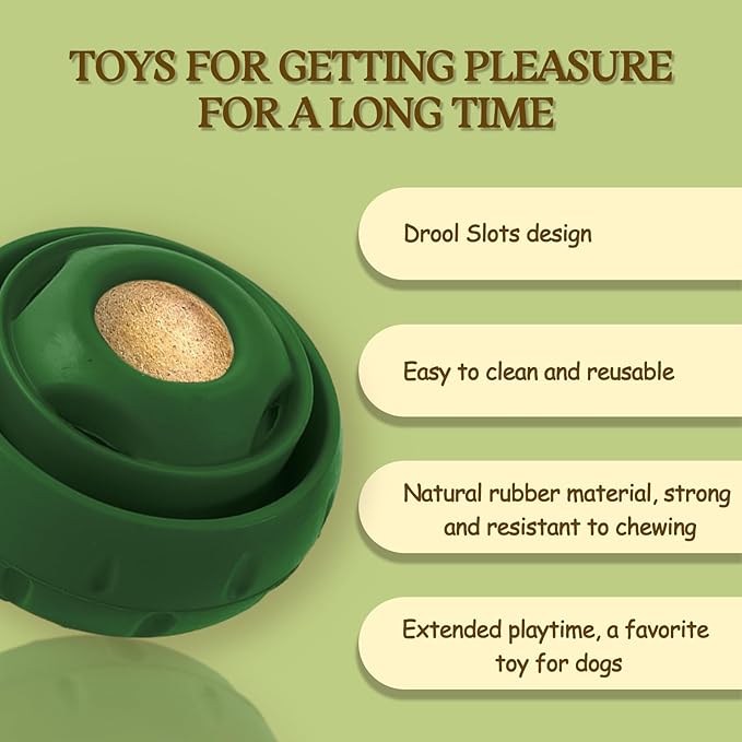 Freezable Fillable Dog Toys: Long-Lasting Rubber Dog Chew Toy with Silicone Treat Tray, Distracts Your Pup from Boredom, Reusable & Dishwasher Safe, for Large Dogs 25lbs+, Green