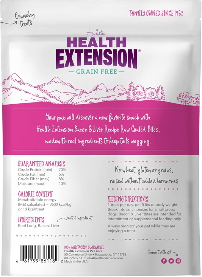 Health Extension Freeze Dried Dog Treat, Gluten & Grain-free, Puppy Training Treats, Bacon and Liver (5 Oz / 142 g)
